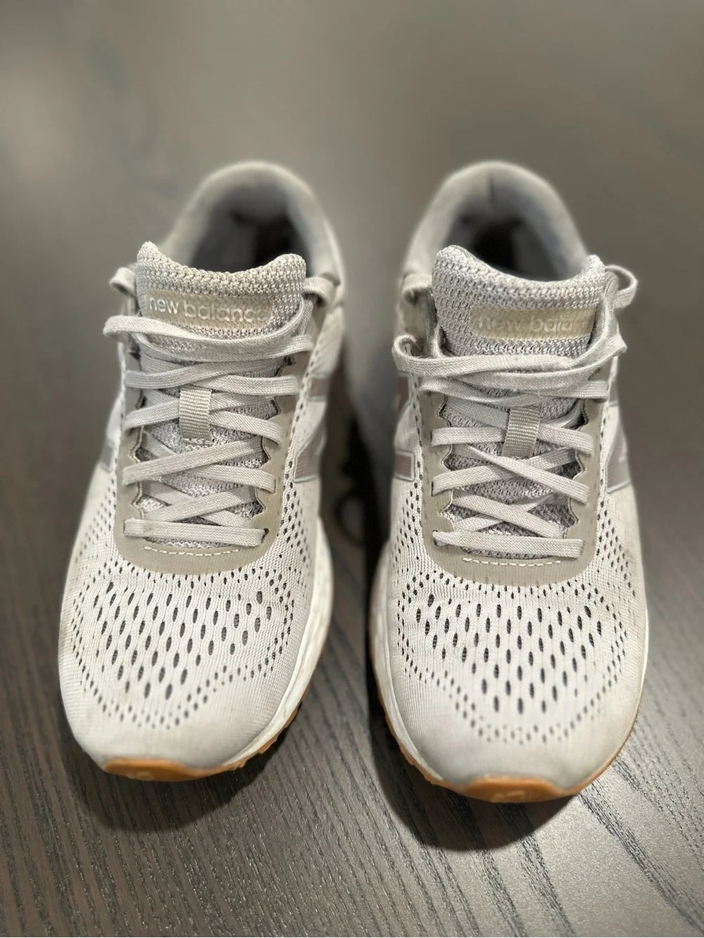 New Balance Light Grey Mesh Running Shoes
